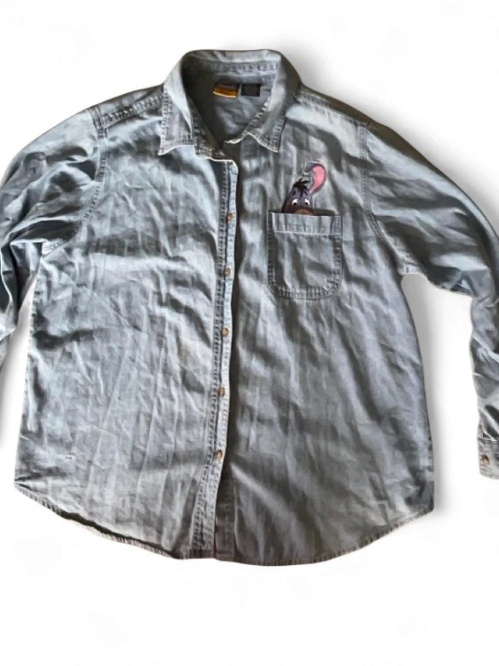 DISNEY Vintage Winnie the Pooh Eeyore Embroidered Denim Shirt 14W/16W